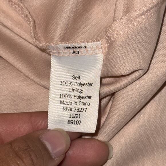 LC Lauren Conrad Mini Dress Womens Large Pink Lace Overlay Smocked Tiered hem - Picture 8 of 9